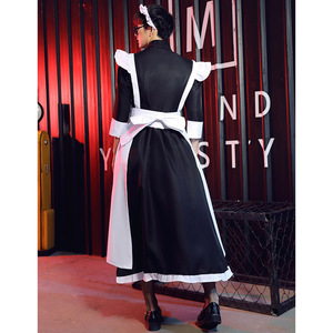 Costume de cosplay de femme de chambre, robe en dentelle lolita, vêtements noirs gothiques, <span class=keywords><strong>tenue</strong></span> de carnaval <span class=keywords><strong>pour</strong></span> hommes et femmes, noir et blanc - Product Image 5