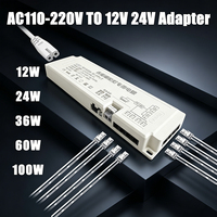 110V220V Ke DC12V/24V 36W 48W 60W 100W Transformator Pencahayaan Ultra Tipis untuk Strip LED Driver Catu Daya Konstan Steker Eropa