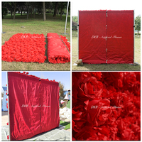 Dinding Bunga Sutra Buatan 5D Gulung Desain Baru Mewah Warna Merah untuk Dekorasi Latar Belakang Baby Shower