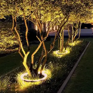 Năng lượng mặt trời Powered đèn đường trang trí đèn cảnh quan Vòng cây cọ trang trí vườn ngoài trời LED cỏ Đèn sàn