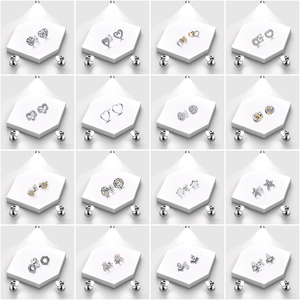 Di alta qualità argento 925-blu viole <span class=keywords><strong>del</strong></span> <span class=keywords><strong>pensiero</strong></span> rondini stelle fiori brillanti anelli doppi anelli stella <span class=keywords><strong>orecchini</strong></span> donna gioielli all'ingrosso - Product Image 2