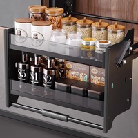 Meuble de cuisine suspendu au design moderne et épuré avec paniers coulissants pour snacks et assaisonnements – Livraison directe disponible