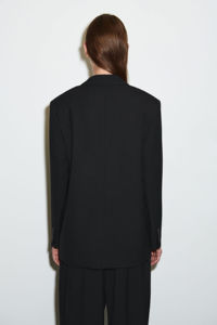 Blazer Casual de Negocios para Mujer, Corte Holgado, Color Negro, Cierre de un Botón, Solapa con Muescas - Product Image 4