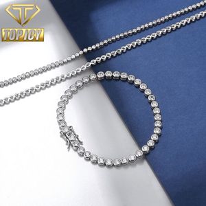 Mới đến của phụ nữ cổ điển quần vợt chuỗi Iced ra chiều dài khác nhau 925 Sterling <span class=keywords><strong>Silver</strong></span> bạc với Zirconia kim cương quần vợt chuỗi - Product Image 1
