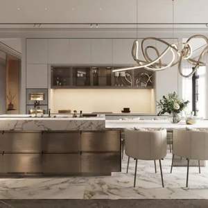 เครื่องครัวสแตนเลสโมดูลาร์อัจฉริยะสีเทาด้านคุณภาพสูงปรับแต่งได้พร้อมรูปทรงประตูเกาะ - Product Image 5