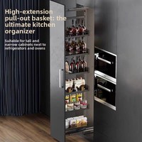 Tiroir de cuisine métallique fin, boîte de rangement fonctionnelle pour armoire haute de cuisine, panier de rangement à fermeture douce, type plat