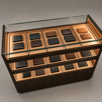 Vitrine en bois sur mesure de style rétro classique pour montres, sacs en cuir et ceintures, présentoir de comptoir haut de gamme pour boutique