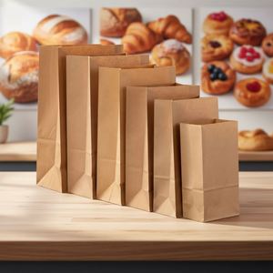 Custom Logo Biodegradable Eco-Friendly Moisture Proof Recycled Brown Kraft Paper <b>Bag</b> for Restaurant Takeout Noodle Food - Product Image 1