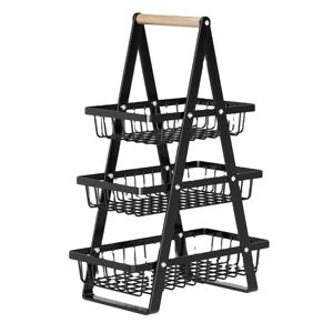 Cesta de Frutas para Encimera de Cocina, Resistente al Óxido, Cesta de Almacenamiento de Frutas y Verduras, Cesta de Alambre Metálico con Asa de Madera para Acampar y Hacer Picnic - Product Image 1