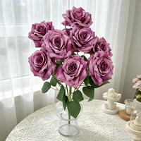 9-Köpfiger Schokoladenbrauner Diamant-Rosenstrauß Realistische Künstliche Blumen Seidenrosen-Bouquet für Valentinstag, Hochzeit & Heimdekoration