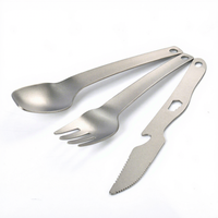 Ensemble de couteau, fourchette, cuillère et baguettes en titane pur, ultra-léger et portable pour le camping en plein air, pour 1 à 2 personnes
