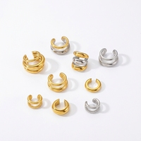Manchette d'oreille sans perçage en acier inoxydable plaqué or 18 carats, boucles d'oreilles clipsables en forme de U, bijoux de mode pour femmes, vente en gros