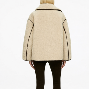 <span class=keywords><strong>Veste</strong></span> d'automne et d'hiver pour femme Boying, épaisse et chaude, style simple et tendance, à manches longues et col montant, coupe ample - Product Image 3