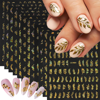 12 autocollants 3D pour ongles, motifs floraux or, argent, rose, herbe, simples et tendance, décalcomanies en relief, sliders de manucure