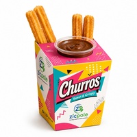 Boîte en papier personnalisée résistante à la graisse pour churros avec compartiment pour sauce, support pour snacks, frites et bâtonnets de mozzarella à emporter