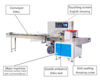K Snow 3-delige elektrische servomotor hoge touchscreen automatische voedselzak plastic folie kussen zak seal- en verpakkingsmachine met datumafdruk