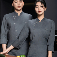 Restaurant Kansas City Chef Veste Mozo Vêtements Marron Venezuela Hommes Maille Dos Cuisine Cuisine Imperméable Chef Veste Bleu Clair
