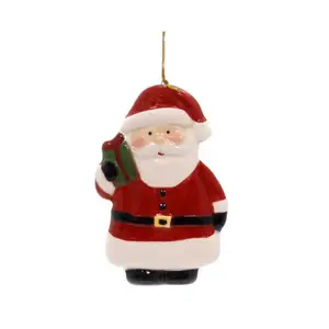 Christmas Tree Hanging Ornament Ceramic Mini Santa Figure