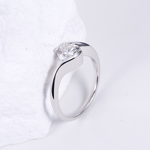 Messi Jewelry MSR-1523 <b>14K</b> White <b>Gold</b> Round Diamond <b>Ring</b> For Women - Product Image 2