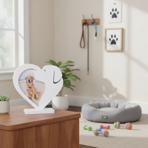 Cadre photo en MDF <span class=keywords><strong>blanc</strong></span> fait main, forme personnalisée créative, design personnalisé en forme de cœur pour chien - Product Image 5