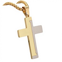 Collier pendentif croix style punk avec chaîne maille forçat en acier inoxydable plaqué or 18 carats/argent/noir, bijoux unisexe pour soirée