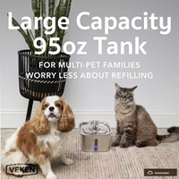 Fontaine à eau pour chat Factory Cat en acier inoxydable 74oz/2.2L, fontaines à eau pour chats d'intérieur, ultra-silencieuse, facile à nettoyer