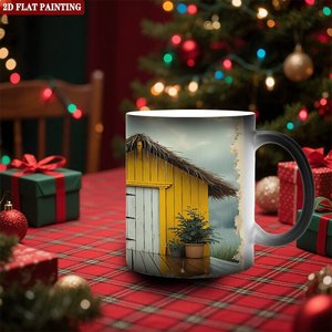 Mug en céramique noire givrée 11oz, tasse à sublimation changeant de couleur à la chaleur pour design personnalisé - Product Image 2