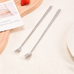Vente en gros de couverts de luxe durables polis miroir à long manche pour bar, fête, fourchette à fruits, cuillère à dessert en acier inoxydable - Product Image 3