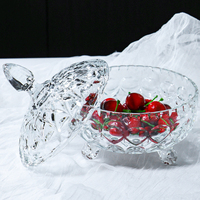 Pot à bonbons vintage en verre cristal avec couvercle, boîte de rangement décorative pour bijoux, boîte à bonbons, décoration d'intérieur, fête de mariage