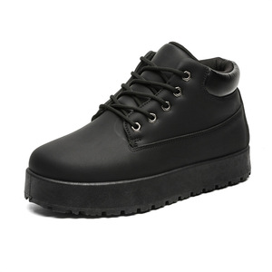 Nouvelles bottes décontractées à tige haute pour hommes et femmes, style tendance, avec semelles épaisses et design en cuir microfibre ultra-fin - Product Image 2