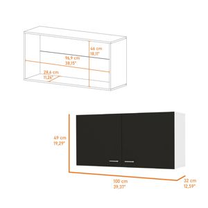 Gabinete de pared rectangular de 2 puertas DB Carbon Espresso para almacenamiento de cocina - Product Image 6