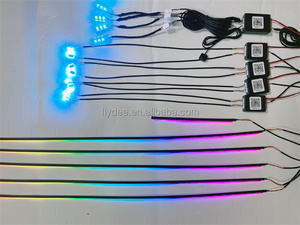 Flydee 18way 10way 6way giao hưởng dòng chảy đuổi theo bầu không khí ánh sáng RGB màu acrylic nội thất bảng điều khiển xe môi trường xung quanh ánh sáng - Product Image 5