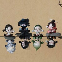 Figurines d'action Skullpanda Popmart Ink Plum Blossom Series en PVC, boîte mystère, jouets personnalisés, authentiques, tendance, décoration d'intérieur, échelle 1/72, lot de 12 boîtes