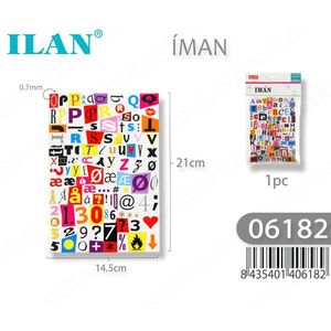 Foglio magnetico Ilan 14,5x21 cm, lettere, numeri e simboli colorati per artigianato e decorazioni fai da te - Product Image 1