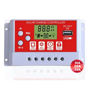 Lítio Inteligente Lifepo4 Mini USB 12V 24V LCD 10/20/30A Inteligente PWM Painel Solar Controlador de Carga Para Sistema Módulo PV