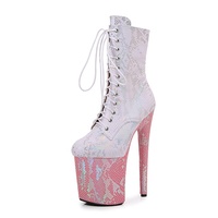 Bottes courtes ELITES 20CM à talons hauts motif serpent fantaisie en acier pour danse sur barre, idéales pour la scène et les boîtes de nuit