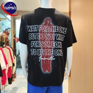 Distressed Acid Wash Custom Streetwear <b>Vintage</b> T-shirt Hip Hop Oversize <b>Tee</b> <b>Graphic</b> Printed Men Heavyweight Boxy Cropped T Shirt - Product Image 2