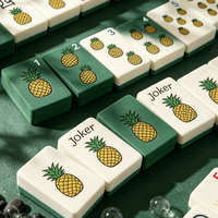 Jeu de Mahjong flottant de 160 pièces, taille standard, pour voyage, avec motifs amusants d'illustrations de Mahjong américain, jeu de tuiles Joker