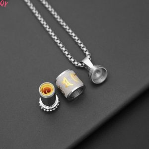 QQ 2025 Tendance Collier pendentif om mani padme hum en acier inoxydable plaqué or, chaîne à maillons épais bicolore, - Product Image 2