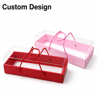Boîte à dessert personnalisée avec couvercle transparent et poignée, emballage en papier avec fenêtre transparente pour gâteaux, cupcakes, macarons, pâtisseries, cadeaux, vente en gros