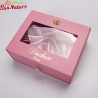 Boîtes d'emballage personnalisées de luxe pour extensions de cheveux roses, boîtes à tiroirs coulissants pour extensions de cheveux, boîte d'emballage pour extensions de cheveux avec sac en satin pour extensions de cheveux