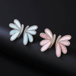 时尚立方锆石蝴蝶结耳钉新娘女式周年舞会耳环 - Product Image 3