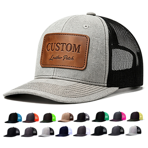 Gorras de Cuero Personalizadas con Logotipo, Gorras de Alta Calidad con Parche de Cuero 3D de 6 Paneles, Gorras Clásicas Estilo Trucker 112 - Product Image 1