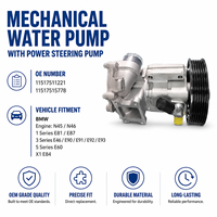 11517511221 Bomba de Agua Mecánica BMW con Bomba de Dirección Asistida para 1 E81 E87 3 E46 E90 E91 N45 N46 Reemplazo OEM