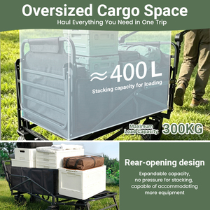 Chariot pliant 3-en-1 avec chaise longue inclinable, capacité <span class=keywords><strong>de</strong></span> 300 kg, chariot utilitaire extérieur robuste avec roues tout-terrain - Product Image 3