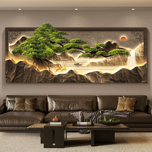 Murale LED di Lusso con Pino Verde, Decorazione per Soggiorno, Sfondo Divano, Decorazione Casa, Dipinto Paesaggistico Personalizzato OEM all'Ingrosso - Product Image 2
