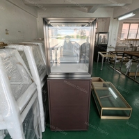 Vitrina de Exhibición de Cristal para Museo, con Marco Negro Mate y Pedestal, Kiosco con Matriz LED, Exhibidor de Joyería, Mueble Independiente para Relojes