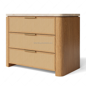 Ferly ánh sáng sang trọng tối giản lưu trữ giường bên Bảng 3 ngăn kéo đóng cửa đầu giường với đá cẩm thạch hàng đầu cho biệt thự phòng ngủ hội trường - Product Image 4