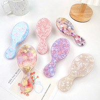 Brosse à cheveux en acétate de qualité supérieure avec coussin d'air, mini peigne de massage du cuir chevelu portable, brosse à cheveux antistatique pour filles, peigne à cheveux de voyage