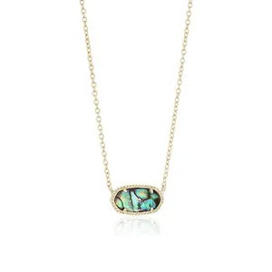 Wholesale Fashion 14K Gold-Plated Gemstone Custom Birthstone Pendant Necklace For Women Jewelry